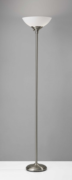 Tailored Satin Steel Metal Torchiere with Bright Illumination