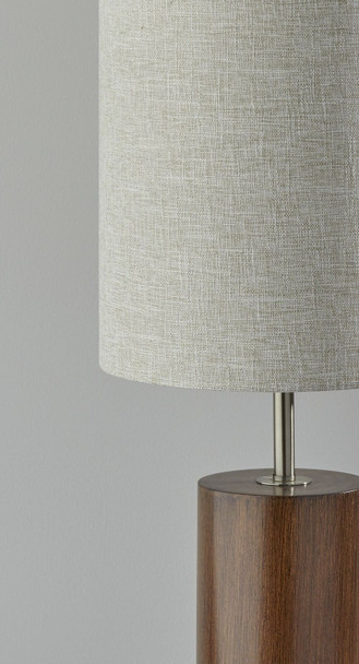 Walnut Wood Circular Block Table Lamp