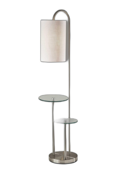 Lily Pad Glass Shelf Floor Lamp in Brushed Steel Metal