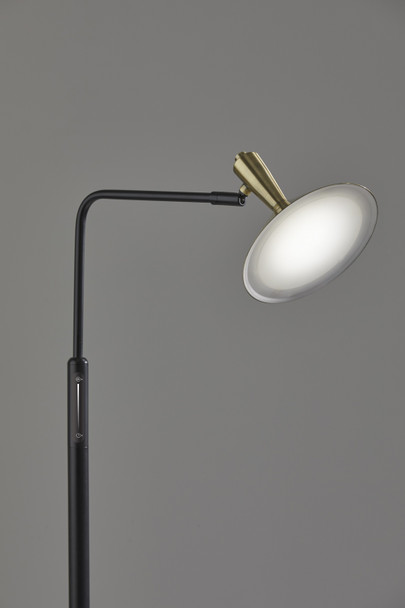 Adjustable Brass Spotlight LED Floor Lamp in Black Metal