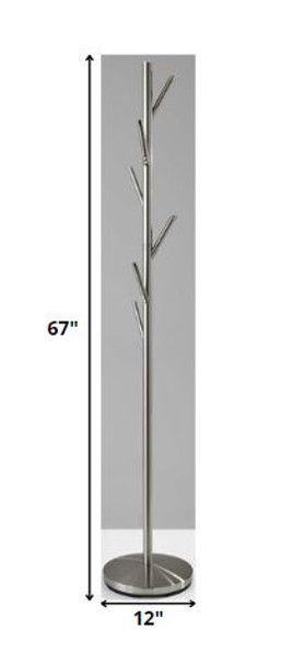 12" X 67" Brushed Steel Brushed Steel Coat Rack