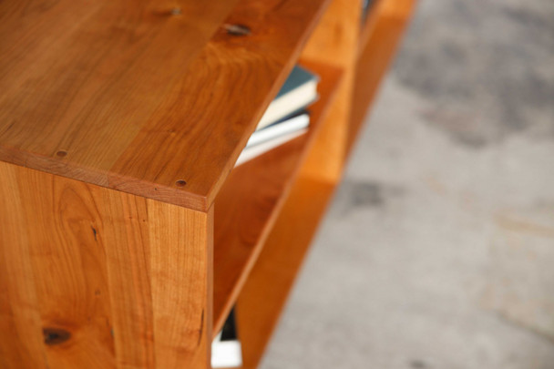 Retro Warm Natural Cherry And Steel TV Stand and Media Center