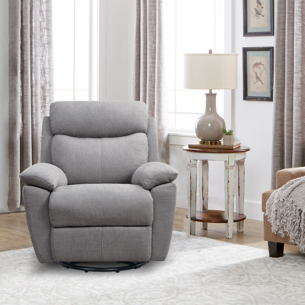 35.43" X 39.37" X 39.8" Light Grey Fabric Glider & Swivel Power Recliner with USB port