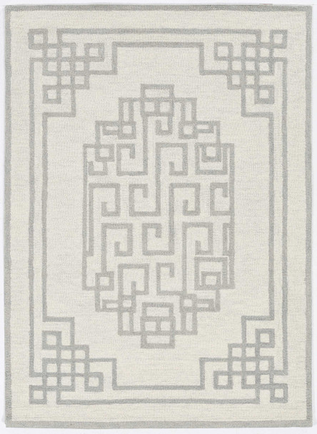 2' x 4' Ivory  Grey Wool Area Rug