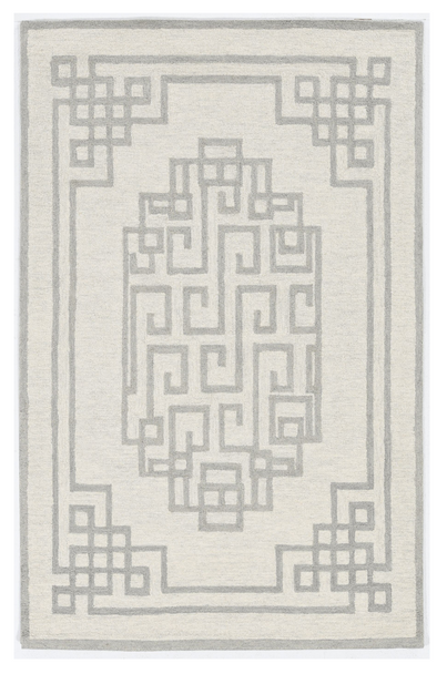 5'x7' Ivory Grey Hand Tufted Bordered Greek Key Indoor Area Rug