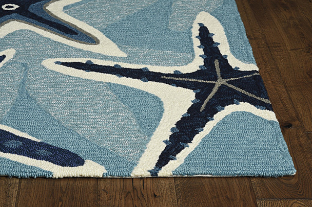 2' x 3' Blue Polypropylene Accent Rug