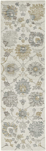 7'x10' Ivory Hand Tufted Space Dyed Traditional Floral Indoor Area Rug