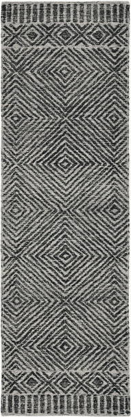 7'x10' Grey Black Hand Tufted Space Dyed Geometric Indoor Area Rug