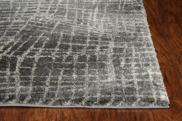 2' x 7' Grey Abstract Lines Runner Rug