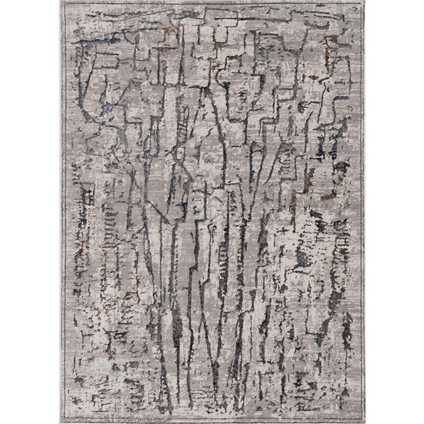 5'x8' Grey Machine Woven Abstract  Indoor Area Rug