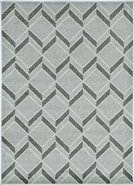 8'x11' Grey Machine Woven UV Treated Herringbone Illusion Indoor Outdoor Area Rug