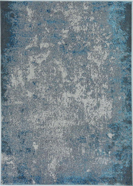 3'x5' Silver Blue Machine Woven Abstract Smudge Indoor Area Rug