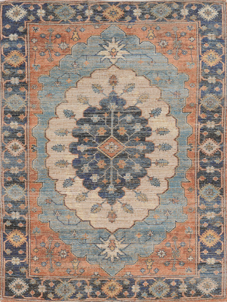 5'x7' Blue Hand Woven Floral Medallion Indoor Area Rug