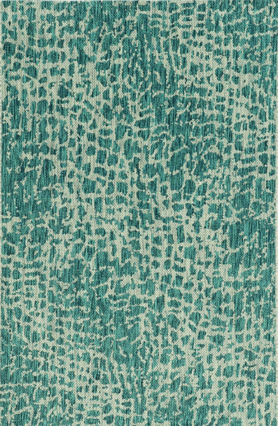 3'x4' Teal Machine Woven UV Treated Animal Print Indoor Outdoor Accent Rug