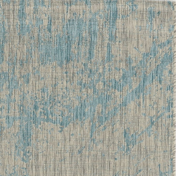 8'x11' Teal Machine Woven Abstract Strokes Indoor Outdoor Area Rug