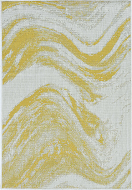 8' x 11' Ivory or Gold Abstract Brushstrokes Indoor Area Rug