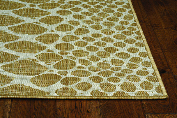 3'x4' Ivory Machine Woven UV Treated Snake Print Indoor Outdoor Accent Rug