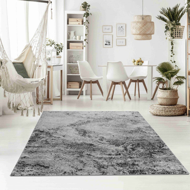 5' X 8' Grey Abstract Area Rug