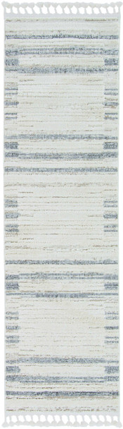 5' x 8' Ivory or Grey Abstract Brushstrokes Indoor Area Rug with Fringe