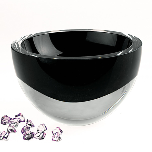 6" Mouth Blown Crystal European Made Lead Free Jet Black Bowl