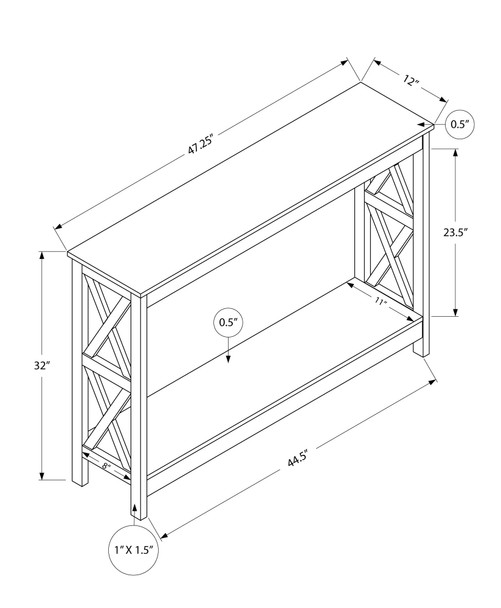 Rectangular Dark Taupe Hall Console Accent Table