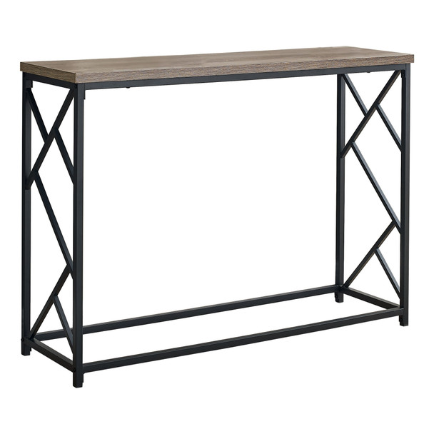 44" Rectangular TaupewithBlack Metal Hall Console Accent Table