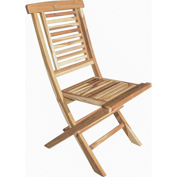 Compact Teak Folding Chair wStraight Design in Natural Finish