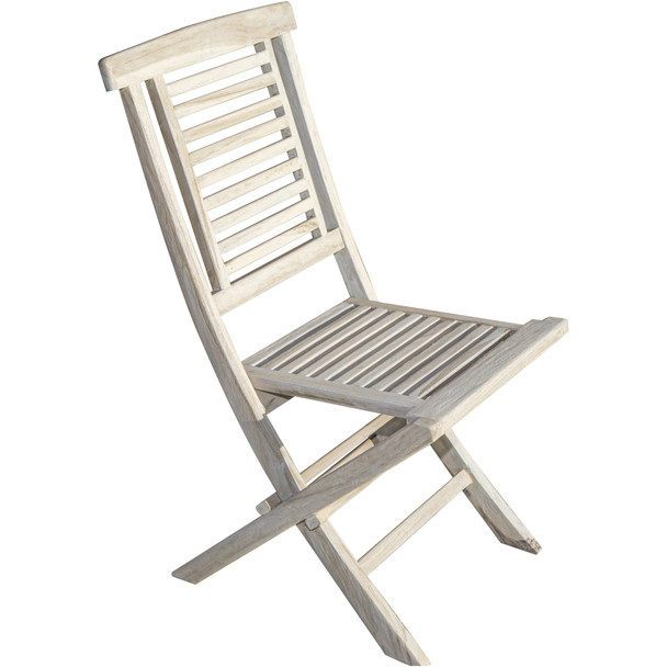 Compact Teak Folding Chair in Driftwood Finish