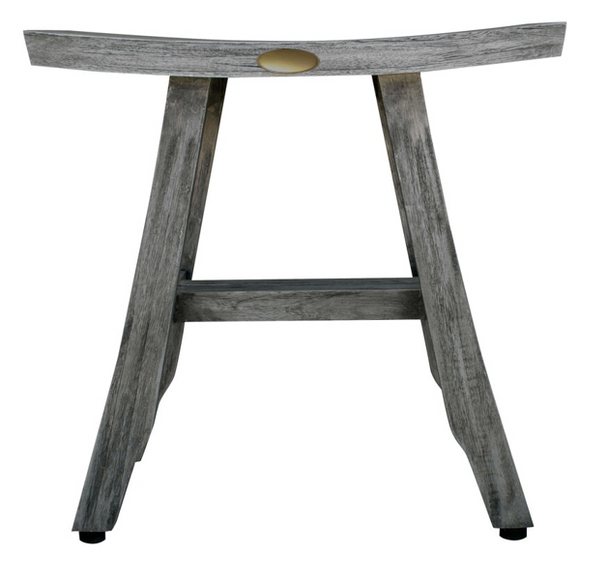 Compact Contemporary Teak Shower Stool in Gray Finish