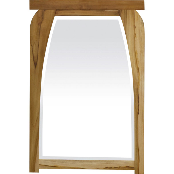 Modern Shape Teak Wall Mirror in Natural Finish