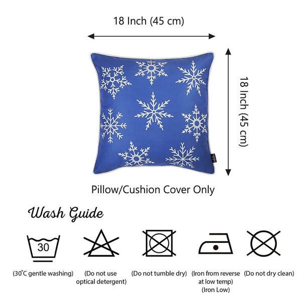 Set of 4 18" Christmas Snowflakes Throw Pillow Cover in Blue