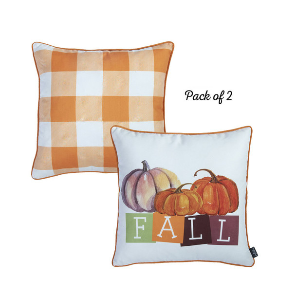 Set of 4 18" Fall Season Pumpkin Throw Pillow Cover in Multicolor