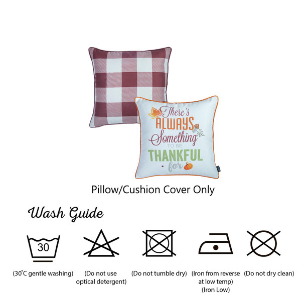 Set of 2 18" Fall Thanksgiving Gingham Throw Pillow Cover