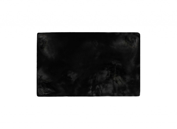 Luxe Faux Rabbit Fur Rectangular Rug 3' x 5'   - Black