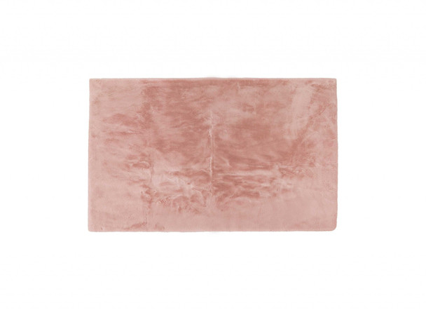 Luxe Faux Rabbit Fur Rectangular Rug 3' x 5'   - Blush Pink