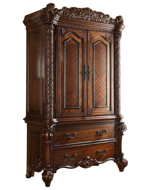 87" Two Doors Cherry Wood TV Armoire