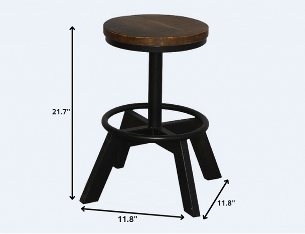 Old School Industrial Dark Wood Stool