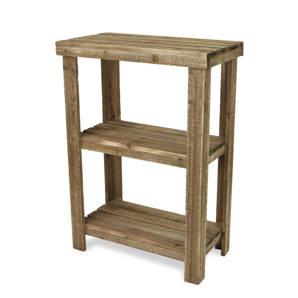 Rustic Natural Wood Finish 2 Shelf  Side Table