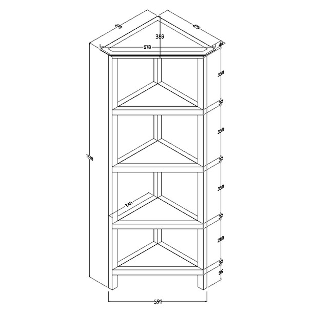 60" Bookcase with 4 Shelves in Walnut