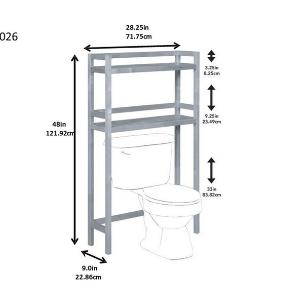 48" Espresso Finish 2 Tier Solid Wood Over Toilet Organizer