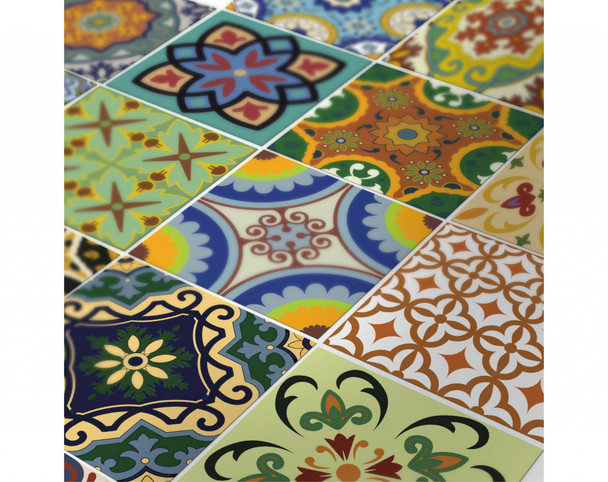 5" X 5" Mediterranean Brights Peel and Stick Removable Tiles