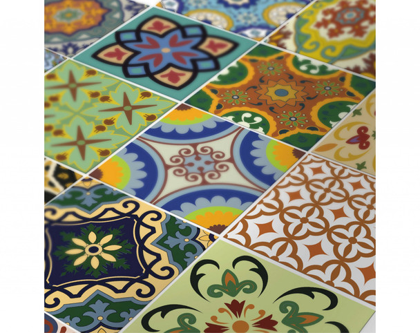 7" X 7" Mediterranean Brights Peel and Stick Removable Tiles
