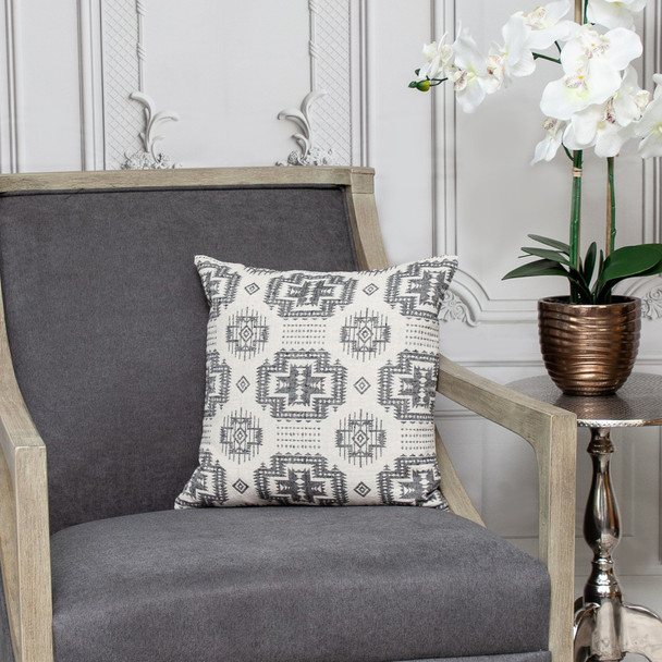 Gray Aztec Design Throw Pillow