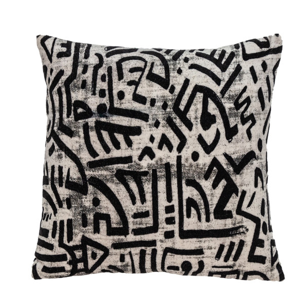 Black and White Abstract Velvet Throw Pillow