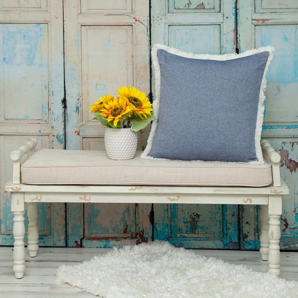 Chambray Blue and White Throw Pillow