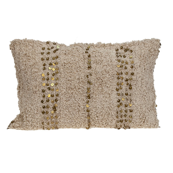Boho Woven Shaggy Sequin Lumbar Pillow