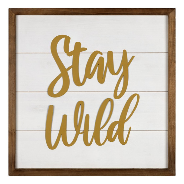 White and Gold Stay Wild Wall Art