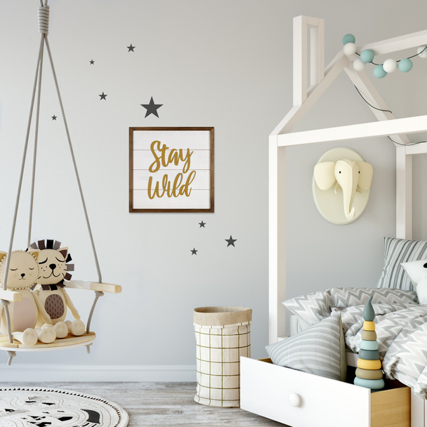 White and Gold Stay Wild Wall Art