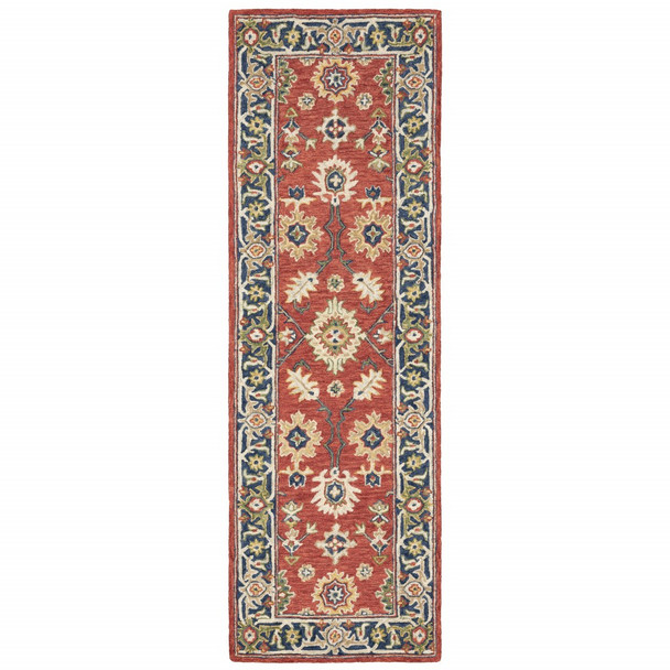 3'x8' Red and Blue Bohemian Area  Rug