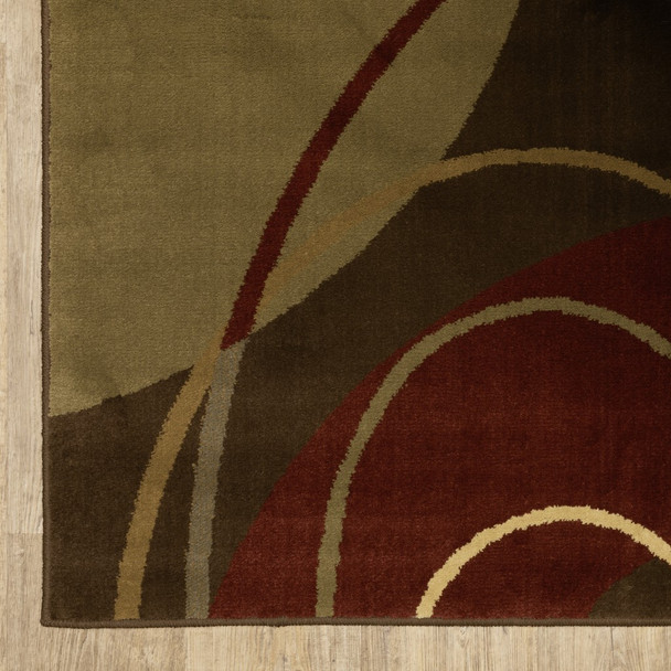 4'x6' Brown and Red Abstract  Area Rug